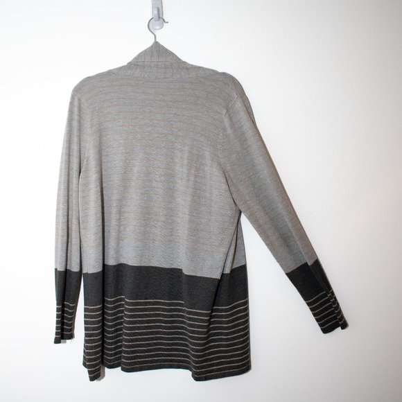 Evolution by Cyrus Open Front Striped Long Sleeve Cardigan Plus Size XXL - Picture 4 of 4